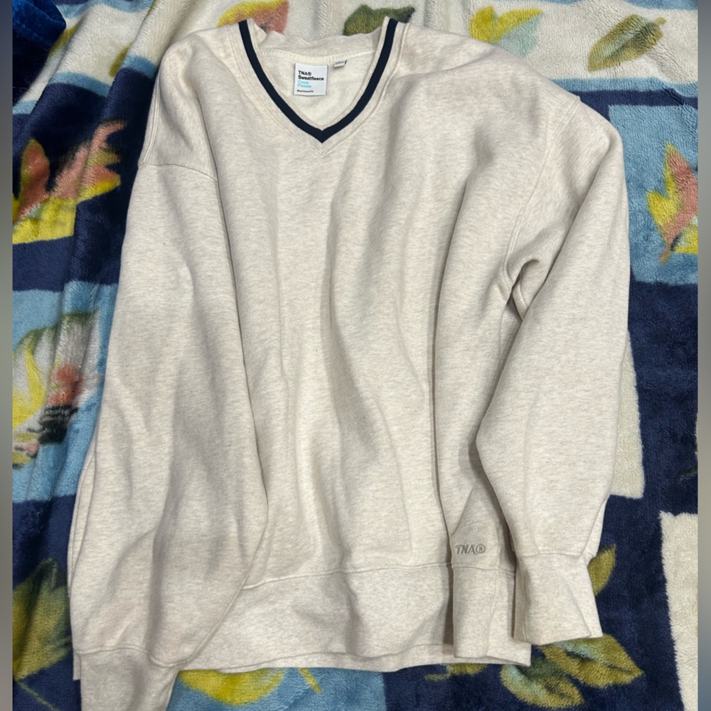 Aritzia TNA Grey V-Neck Sweater